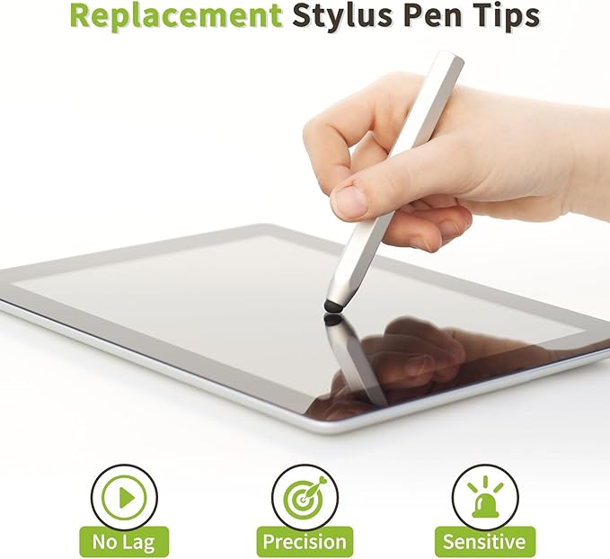 MECCANIXITY 40Pcs Replacement Stylus Pen Tips 8mm Conductive Capacitive Touch Screen Pens Tips Silicone Rubber, Black