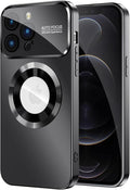 Magnetic for iPhone 12 Pro Max Case, Compatible with MagSafe, Built-in Camera Lens Protector, Logo View, Military Grade Drop Proof Phone Case Cover, Black