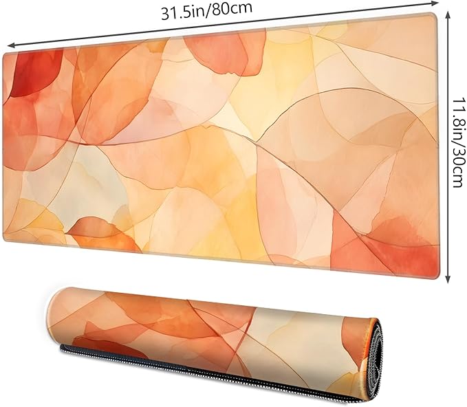 Galdas Gaming Mouse Pad XXL XL Large Long Extended Big Mousepad Non-Slip Rubber Keyboard Mouse Pad with Stitched Edges for Laptop Home Office (31.5x11.8x0.08 Inch) -Fall Leaf
