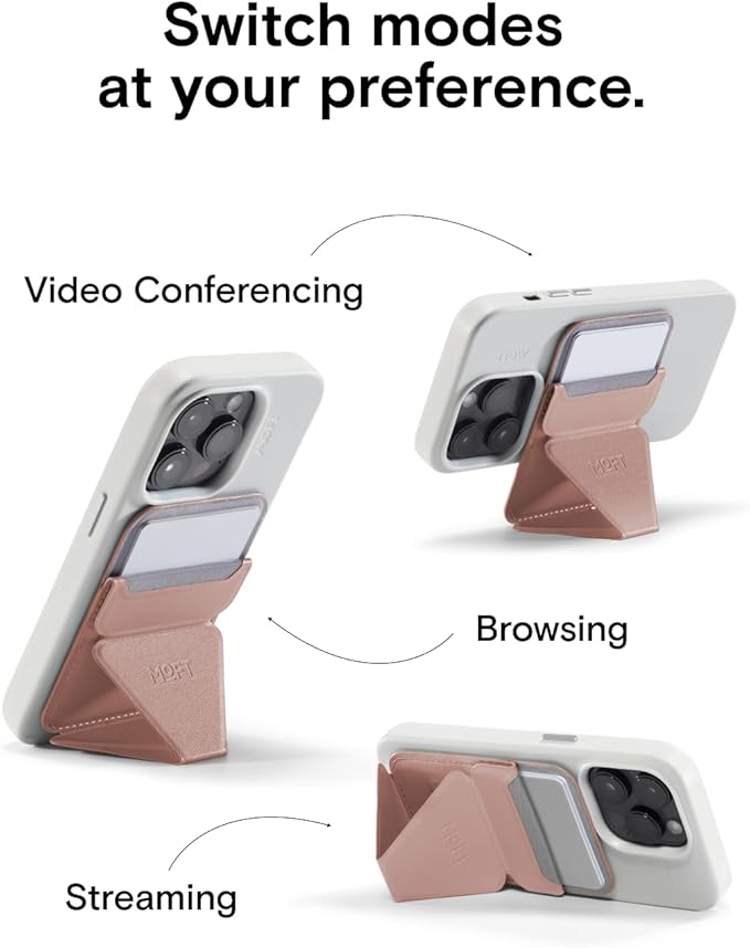 MOFT Magnetic Wallet Stand Compatible with iPhone 16/15/14/13/12 Series, Angle Adjustment & Magsafe Compatible MOVAS Phone Stand,Classic Nude