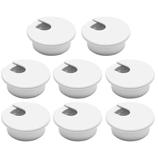 Desk Grommet 1-3/8" (35 mm), Desk Cord Hole Cover, Cable Grommet ABS Plastic, Desk Hole Grommet for Office and Home Table Cable, Detachable Cable Cord Organizer (White 8 Pcs)