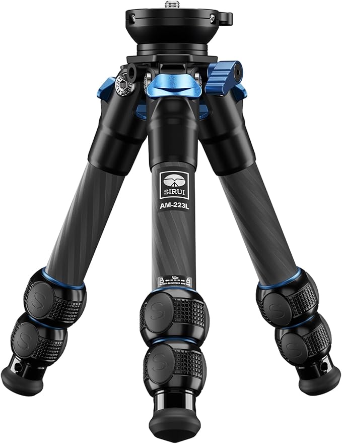 SIRUI Carbon Fiber Tabletop Tripod Kit with ±15° Bowl Adjustment, Compact Ultra-Light Weight Only 0.62kg, Max Load 5kg/11.02lb for Cameras, DSLR（AM-223L）