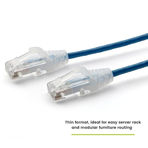 TRUECABLE Cat6 Component Rated Patch Cable, Unshielded (U/UTP), 2ft, Blue, 28AWG Solid Copper, Snagless 10G High-Speed Ethernet Cable, PoE++ 4PPoE 100W, UL Listed, RoHS-3, 5 Pack