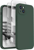 FireNova Designed for iPhone 14 Case, Silicone Upgraded [Camera Protection] Phone Case with [2 Screen Protectors], Soft Anti-Scratch Microfiber Lining Inside, 6.1 inch, Alpine Green