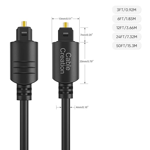 CableCreation Optical Audio Cable, [2-Pack] 3 Feet Fiber Optic Cable [S/PDIF] with Gold Plated for Home Theater, Sound Bar, TV, PS4, Xbox, VD/CD Player, Blu-ray Players, Game Console& More, 0.9M