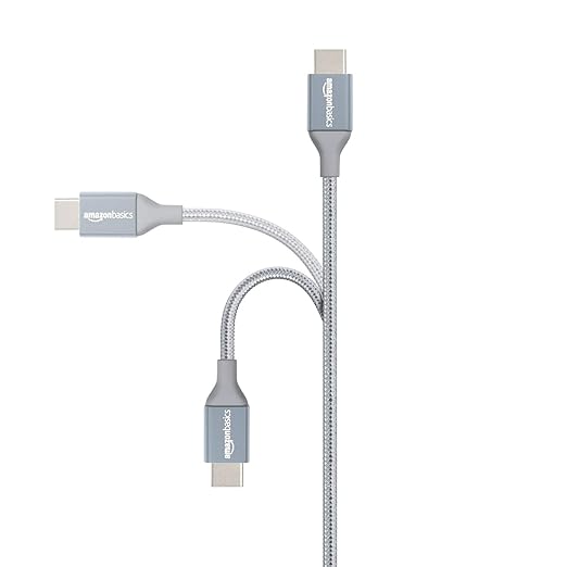 Amazon Basics USB-C to USB-A 2.0 Fast Charger Cable, Nylon Braided Cord, 480Mbps Speed, USB-IF Certified, for Apple iPhone 16/15, iPad, Samsung Galaxy, Tablets, Laptops, 10 foot, Dark Grey