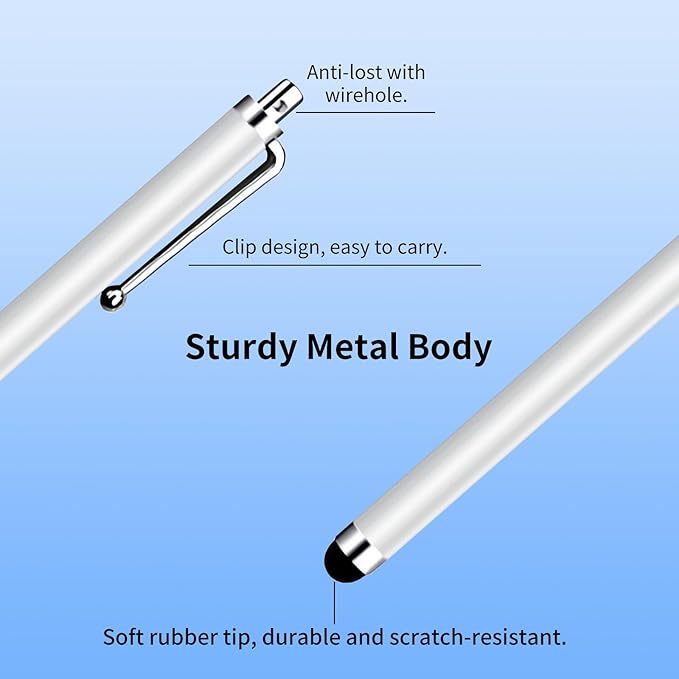 20 Pack Stylus Pen,Stylus Pen for Touchscreen High Precision and Sensitivity for Everyday Writing/Drawing,Universal Stylus Compatible with All Touch Screens,White
