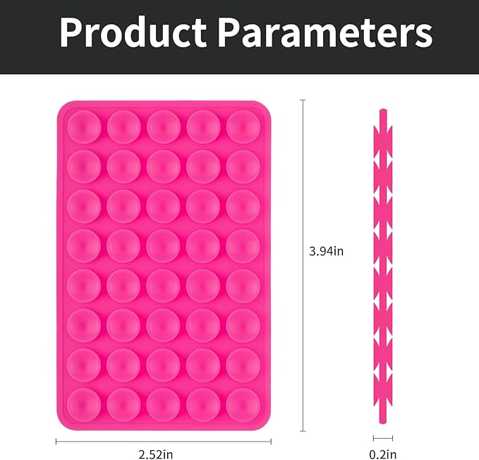 2 Pack Silicone Double-Sided Suction Grip – 40 Cups per Side, Strong Hold for iPhone, Galaxy, Pixel, Android – Hands-Free for Selfies & Videos (Rose Red)