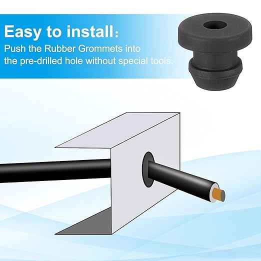 PATIKIL 5.5mm / 1/4 Inch Drill Hole,1/8 Inch ID Rubber Grommets, 15Pcs Top Hat Grommet for Wiring Eyelet Ring Gasket Automotive Firewall Cable Hole Plugs Wires Protection, Black