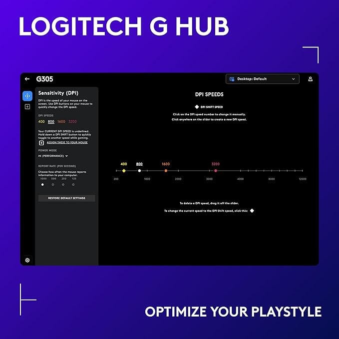 Logitech G305 LIGHTSPEED Wireless Gaming Mouse, Hero 12K Sensor, 12,000 DPI, Lightweight, 6 Programmable Buttons, 250h Battery Life, On-Board Memory, PC/Mac - White