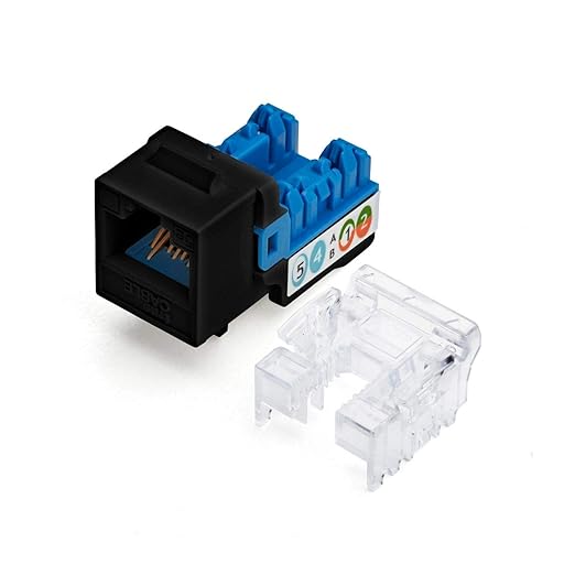 trueCABLE Cat5e Keystone Jack, Unshielded (UTP), 90 Degree Punch-Down, PoE++ (4PPoE) 100W, UL Listed, ETL Verified, ANSI/TIA Certified, Modular RJ45 Female, Black, 48 Pack