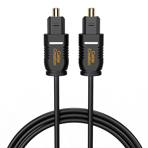 CableCreation Optical Digital Audio Cable 6FT, Slim Fiber Optic Toslink Gold Plated Optical S/PDIF Cord for Home Theater, Sound Bar, TV, PS4, Xbox, VD/CD Player, Game Console& More, Black/OD:2.2mm