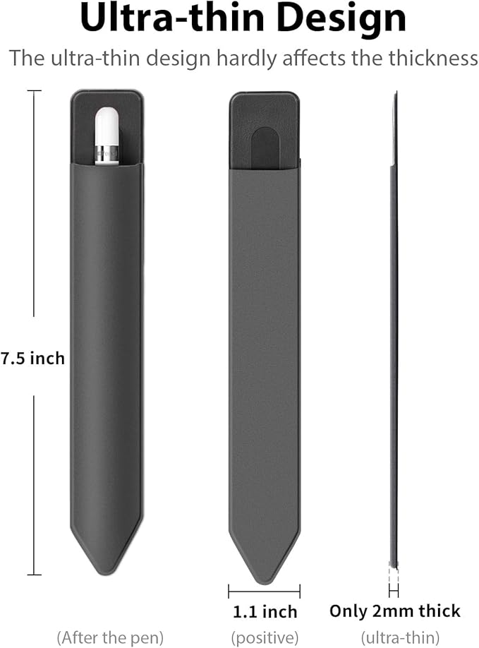 Doormoon Pencil Holder for iPad 2020/ Air/ 9.7 / Pro 10.5/12.9, Detachable Elastic Apple Pencil 5th Gen Leather Sleeve Pocket Pouch, Grey