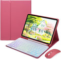 Rainbow Backlit Keyboard Case for iPad 9th / 8th / 7th Generation 10.2"/iPad Pro 10.5"/iPad Air 3rd Gen with Mouse and Backlight Detachable Bluetooth Keyboard Cover,DarkPink