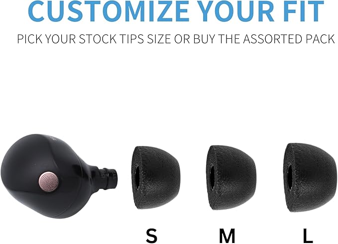 Comply TrueGrip | Premium Memory Foam Replacement Earbud Tips for Sony True Wireless Earbuds | Enhanced Comfort, Secure Fit, Superior Noise Isolation, Cleaning Tool | Black, Medium (3 Pairs)