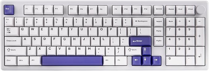 EPOMAKER Galaxy100 QMK/VIA Wireless Mechanical Keyboard with 8000mAh Battery and Numpad, CNC Aluminum, Full Size Gaming Keyboard, USB-C/BT5.0/2.4Ghz (White Purple, Wisteria Linear Switch)