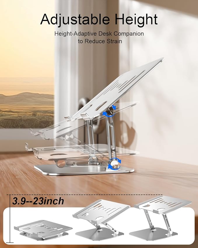 Laptop Stand for Desk Adjustable Computer Stand Foldable Laptop Riser Notebook Holder Adjustable Height for MacBook PC Computer Notebook Office Desk Accessories 10-17 Inch