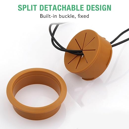 2 Pcs Desk Grommet 2-1/16" / 53 mm, Desk Hole Cover for Cables Coffee, Cable Grommet ABS Plastic, Desk Hole Grommet for Home & Office Pc, Detachable Cable Cord Organizer