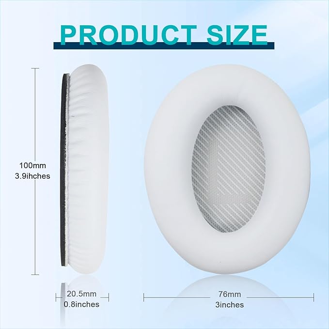 Replacement Earpads Cushions for Bose QuietComfort 35 & Quiet Comfort 35 II, Headphones Ear Covers Ear Pads for Bose QC35/QC35II/25/15 QC2 / Ae2 / Ae2i / Ae2W / Sound Link/Sound True-White