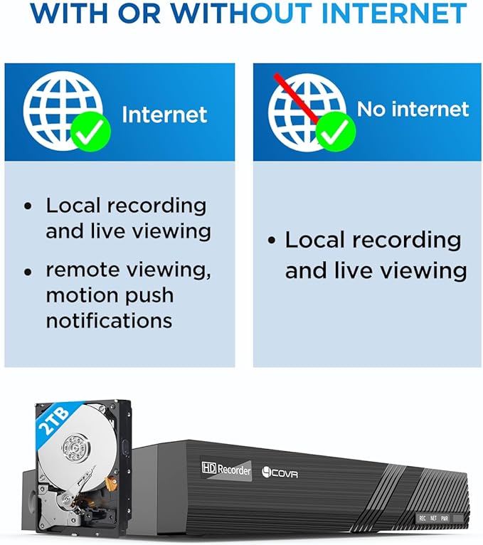 4COVR 4K Security Camera System, 8X 8MP IK10 Vandal-Proof IP67 Dome PoE IP Camera with Audio, 8CH NVR 2TB HDD, AI Human Vehicle Detection & IR Night Vision, 24/7 Home Outdoor Recording, LY54AB8M0808