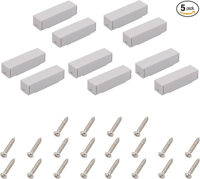 5Pcs Magnetic Reed Switch Wired Surface Mount Normally Closed NC Contact Sensor Alarm Magnetic Door Switch with 2 Wires, ABS White, MC-44b