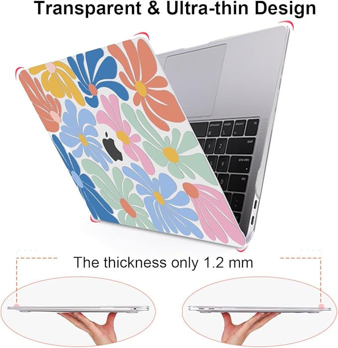 for MacBook Pro 13 inch Case 2022 2021 2020-2016 A2338 M2/M1 A2251 A2289 A2159 A1989 A1706 with Touch ID, Plastic Hard Shell Case Keyboard Skin Screen Film Webcam Cover, Colorful Flowers