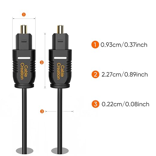 CableCreation Optical Digital Audio Cable, 50FT Thin Fiber Optic Toslink Gold Plated Optical S/PDIF Cord for Home Theater, Sound Bar, TV, PS4, Xbox, VD/CD Player, Game Console& More, Black