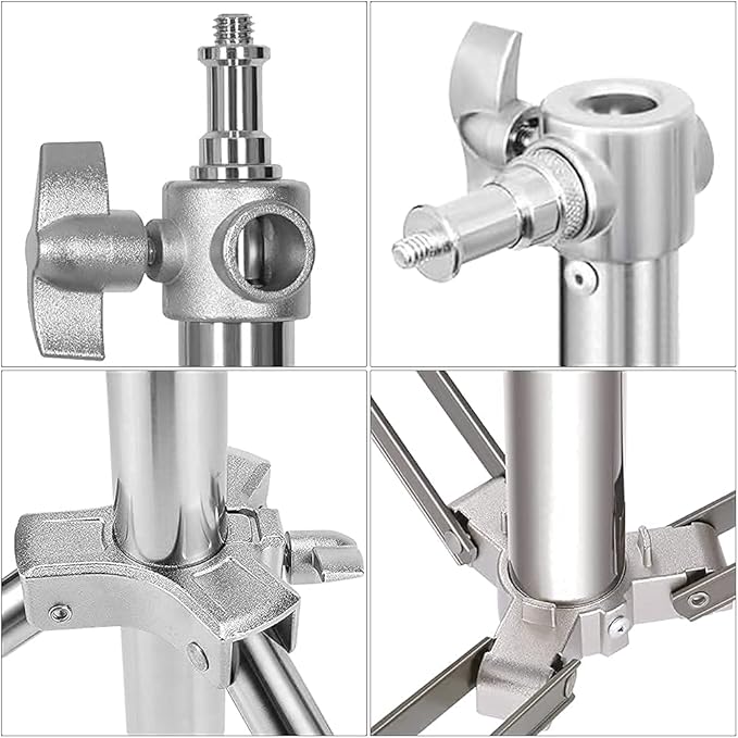 Stainless Steel Light Stand Photography, Spring Cushioned Heavy Duty Tripod Stand, 9.5ft/2.8m, 2 Packs Professional Photography Studio Stands