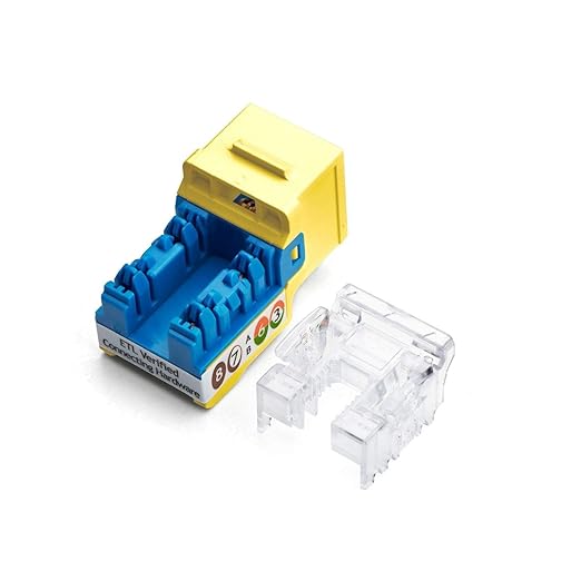 trueCABLE Cat6A Keystone Jack, Unshielded (UTP), 90 Degree Punch-Down, PoE++ (4PPoE), UL Listed, ETL Verified, ANSI/TIA Certified, Modular RJ45 Female, Yellow, 12 Pack