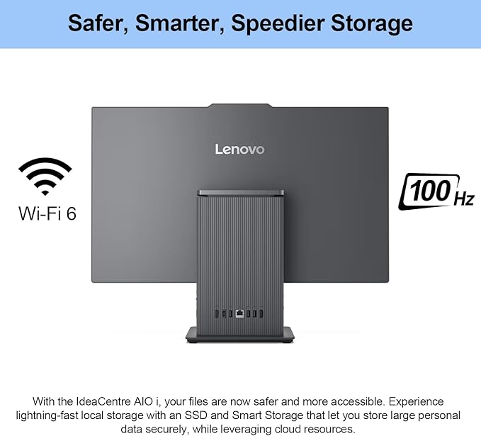 Lenovo 2024 IdeaCentre I Business All-in-One, 27" FHD Touchscreen 100Hz, Intel Core i5-13420H, 16GB DDR5 RAM, 2TB SSD, Wireless Charging Base, Wireless KB & Mouse, Wi-Fi 6, Windows 11 Pro, Grey