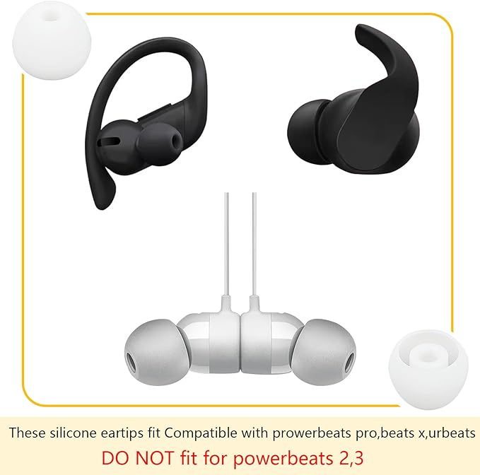 Ear Bud Covers Silicone Replacement Earbud Tips Compatible with Powerbeats Pro Beats Wireless Earphone Headphone Ear Tips 4 Pairs