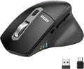 Arteck Multi-Device Wireless Bluetooth Mouse with Nano USB-A, USB-C Receiver Ergonomic Right Hand Silent Clicking Rechargeable Mouse for Computer Desktop PC Laptop Mac iPad and Windows 11/10 iPad OS
