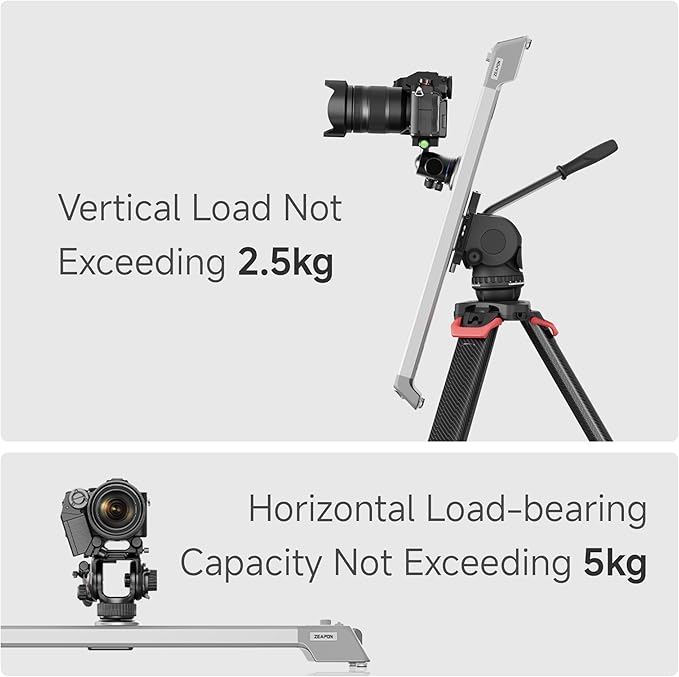 Zeapon EVO 125°Panorama Rotating Motorized Camera Slider, Powerful Quiet Motor for 5.5-11Lbs Payload, 23.6''/60cm Light Compact Slider Dolly with Carrying case, Buttons & App Control (D60 (23.6''))