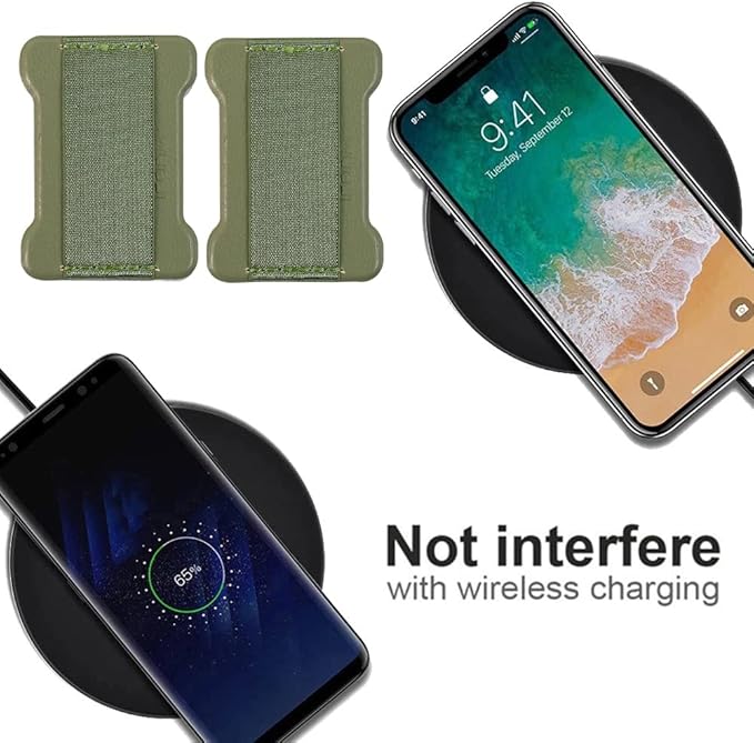 Universal Phone Grip for Smartphones - Phone Holder for Hand for Back of Phone - Wireless Charging Compatible (Green) - 2Pack
