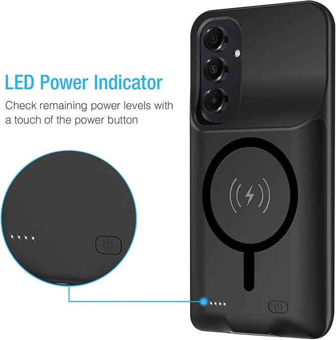 Battery Case for Galaxy A16/A17,Enhanced 10000mAh Portable Protective Wireless Charging Case Support Carplay Compatible with Galaxy A16 A17(6.7 inch) Rechargeable Extended Battery Charger Cover-Black