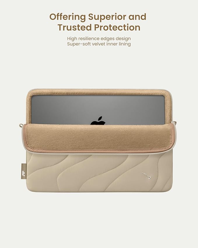 tomtoc 360 Protective Puffy Laptop Sleeve for 16-inch MacBook Pro M4/M3/M2/M1 Pro/Max A3403 A3186 A2991 A2780 A2485 2024-2019, Quilted Design Soft Cute Puffer Bag Laptop Case for Dell XPS 16 Laptop