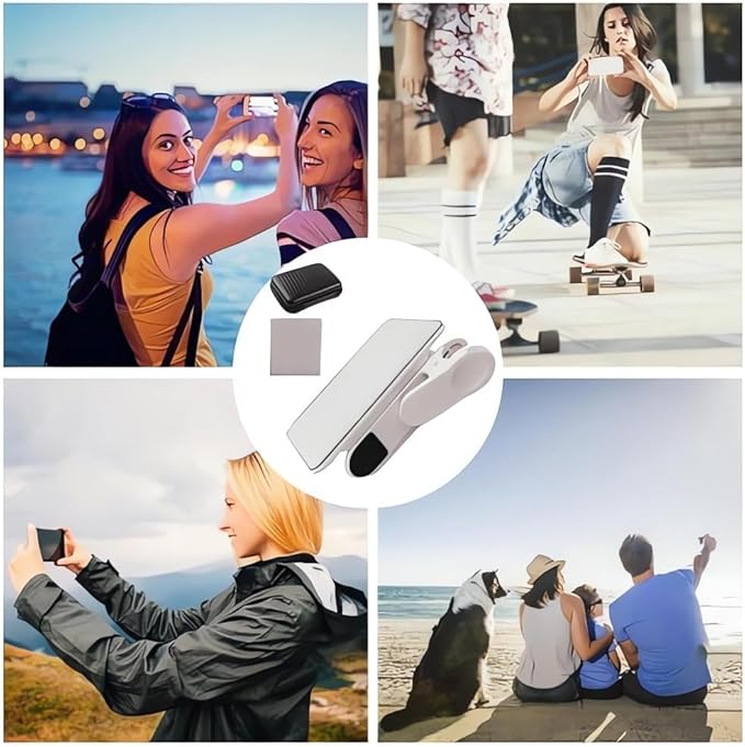 2024 Smartphone Camera Mirror Reflection Clip Kit -【New Version】 Smartphone Selfie Reflector, Adjustable Mobile Phone Reflection Camera Clip, Mirror Reflection Phone Clip for All Phones (1PC-White)