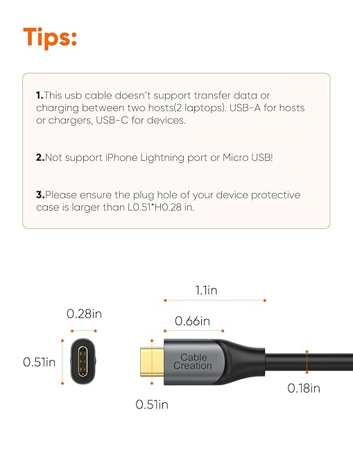CableCreation USB C Data Cable 1.6FT, USB-A 3.2 Gen2 10Gbps, 3A Fast Charging, Support Android Auto & Carplay, Type-C External SSD, Galaxy S24, iPhone 15/16, Pixel, 0.5m