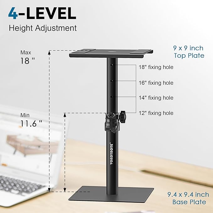 Set of 2 Desktop Studio Monitor Speaker Stands Bookshelf Speaker Stands