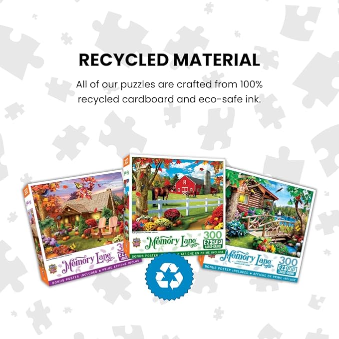 MasterPieces - 300 Piece Jigsaw Puzzle, Large EZ Grip Shapes, Rolling Pastures, Fun for Adults, Seniors, Family, Kids, Non-Glare Finish, 18"x24"