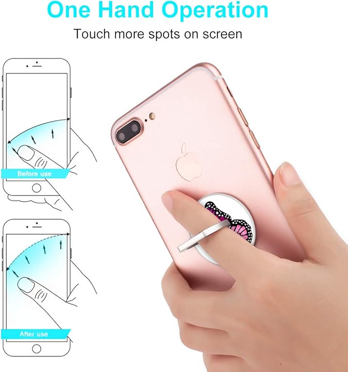 Bonoma Finger Ring Stand, 3 Pack Butterfly 360 Degree Rotation Phone Ring Stand Grip Holder Compatible with Smartphones and Tablets