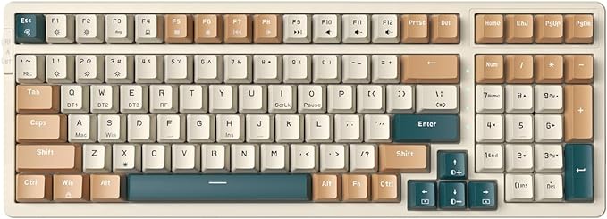 Wireless Mechanical Keyboard, Triple Mode 2.4G/USB-C/BT Gaming Keyboards 100 Keys RGB Backlit, Brown Switch Rechargeable | Brown Combo