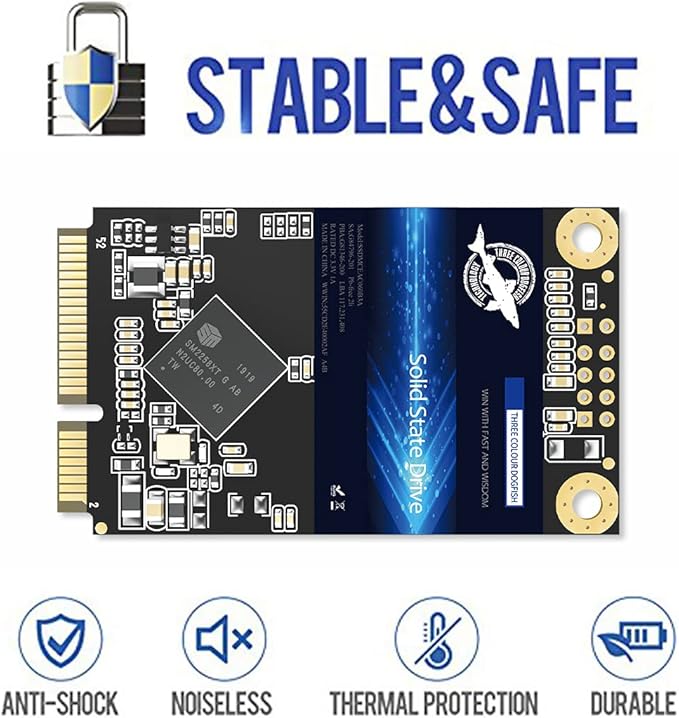 Dogfish mSATA SSD 64GB 3D NAND MLC SATA III 6 Gb/s, mSATA (30x50.9mm) Internal Solid State Drive - Compatible with Desktop PC Laptop - (MSATA 64GB)