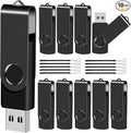 EASTBULL 2GB USB Flash Drive Bulk Thumb Drives 10 Pack with Lanyards USB 2.0 Memory Sticks Zip Drive Pen Drive for Storage and Backup Black 10PCS 2GB