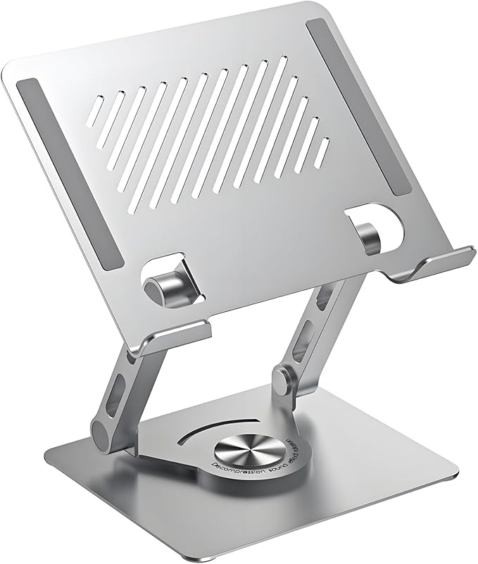 GuaziV 360° Rotating Tablet Stand - Adjustable iPad Tablet Holder for Desk, Foldable iPad Swivel Stand for Home & Office (Argent Silver)