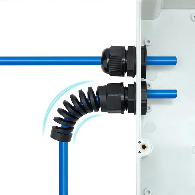 8 Pcs Waterproof Cable Gland, PG9(NPT 1/4) Thread(4-8mm), Made of PA66 Material,waterproof wire grommet Strain Relief Cord Connectors,Suitable for Various Electrical Installations
