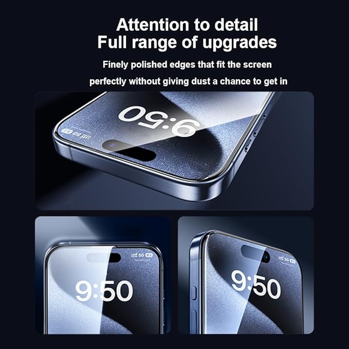 OneFish Screen Protector for Iphone 16 Pro Max, HD Clarity Tempered Glass Film 9H+ Hardness, with Hassle-Free Installation Frame, Dust-Free Bubble-Free Anti-Fingerprint, 2Pack