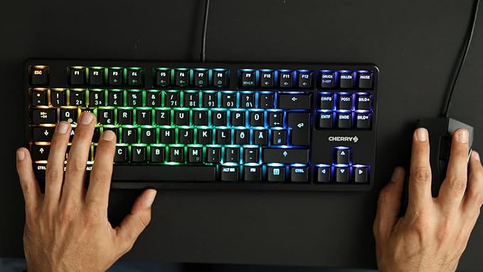 Cherry MX RGB Mechanical Keyboard with MX Red Silent Gold-Crosspoint Key switches for typists, Programmers, Creator, Coder, Work in The Office or at Home G80-3000N RGB (TenKeyLess (TKL)