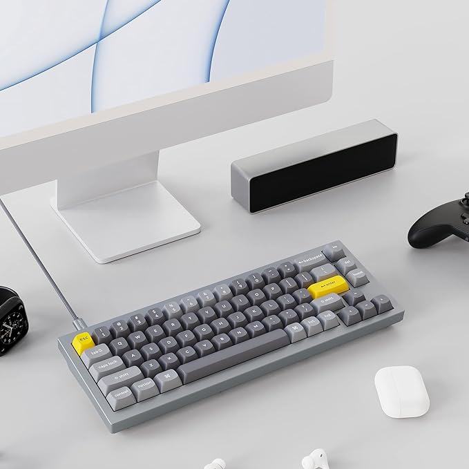 Keychron Q2 Wired Custom Mechanical Keyboard, QMK/VIA Programmable Macro, Full Aluminum, Hot-Swappable Gateron G Pro Blue Switch, 65% Layout Double Gasket Compatible with Mac and Windows - Grey