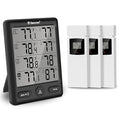Geevon Indoor Outdoor Thermometer Wireless with 3 Remote Sensors, Digital Hygrometer Thermometer, Wireless Temperature Humidity Monitor Gauge with 200FT/60M Range (Black)